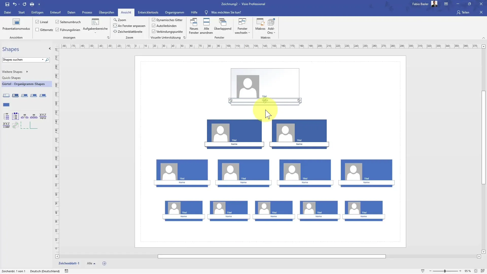 Create an organizational chart in MS Visio in a completely individual way