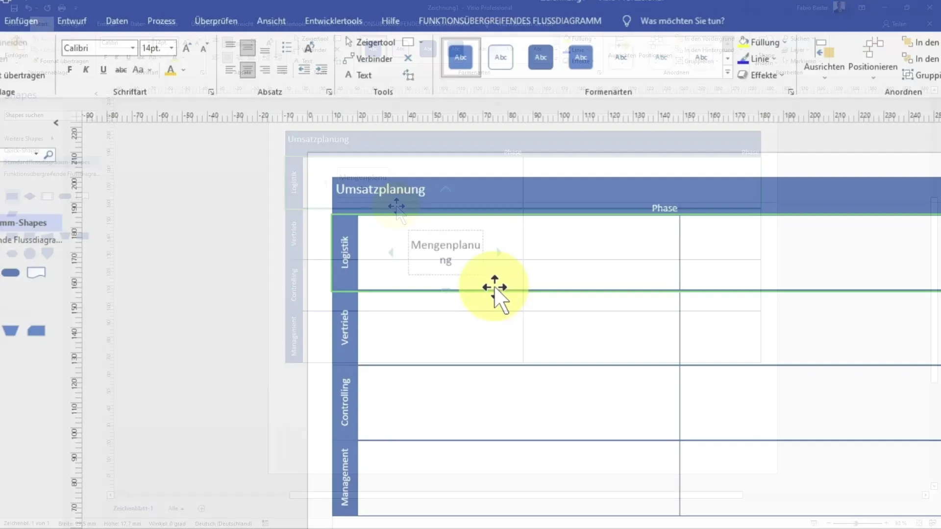 Create a cross-functional flowchart in MS Visio