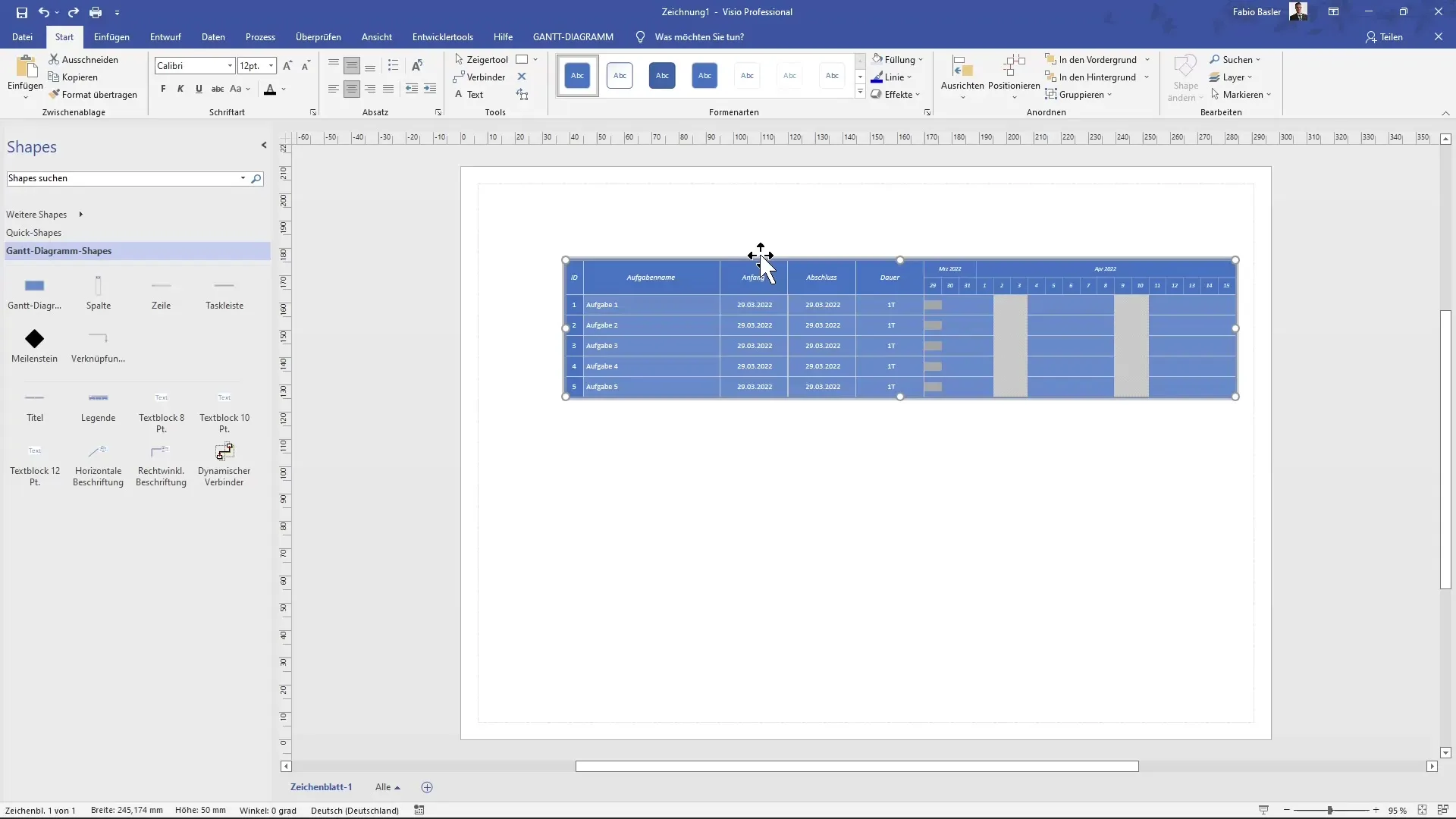 Vytvorte Ganttov diagram v programe MS Visio postupne