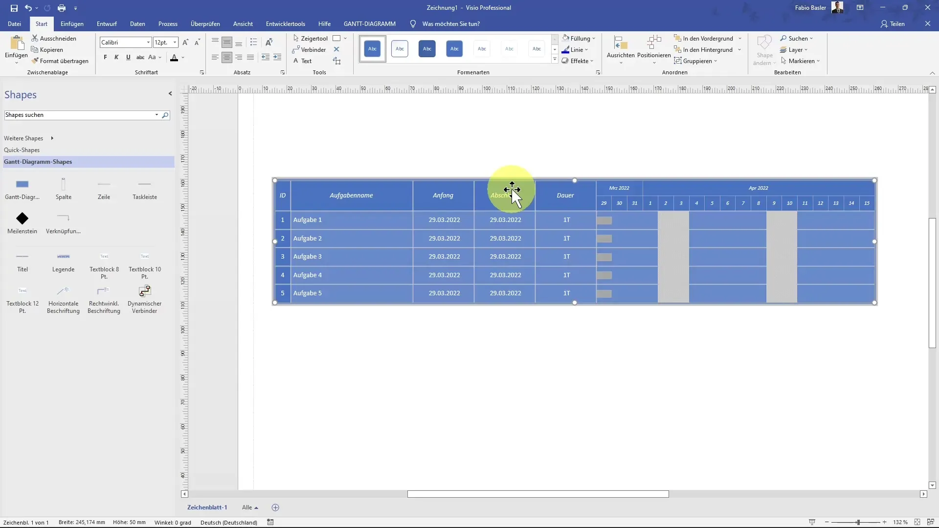 Create a Gantt chart in MS Visio step by step