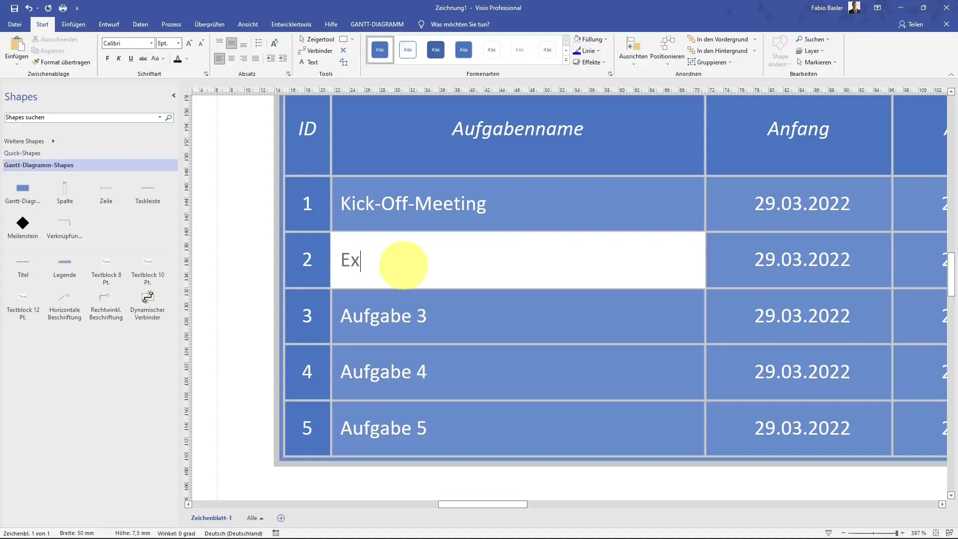 Create a Gantt chart in MS Visio step by step