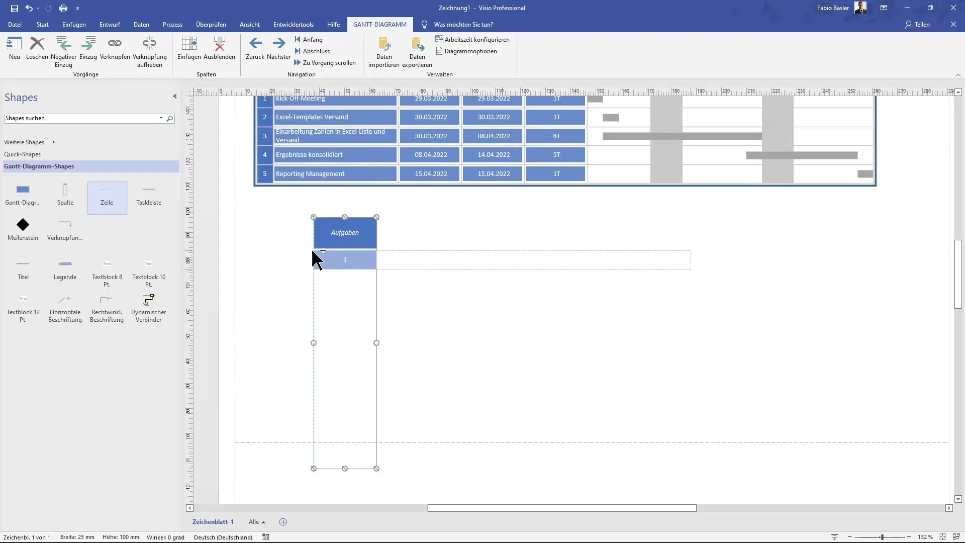 Create a Gantt chart in MS Visio step by step