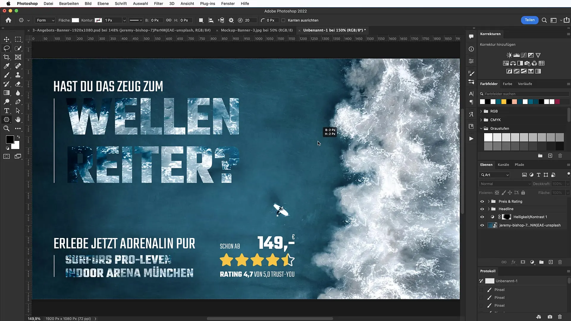 Membuat banner di Photoshop: Langkah demi langkah