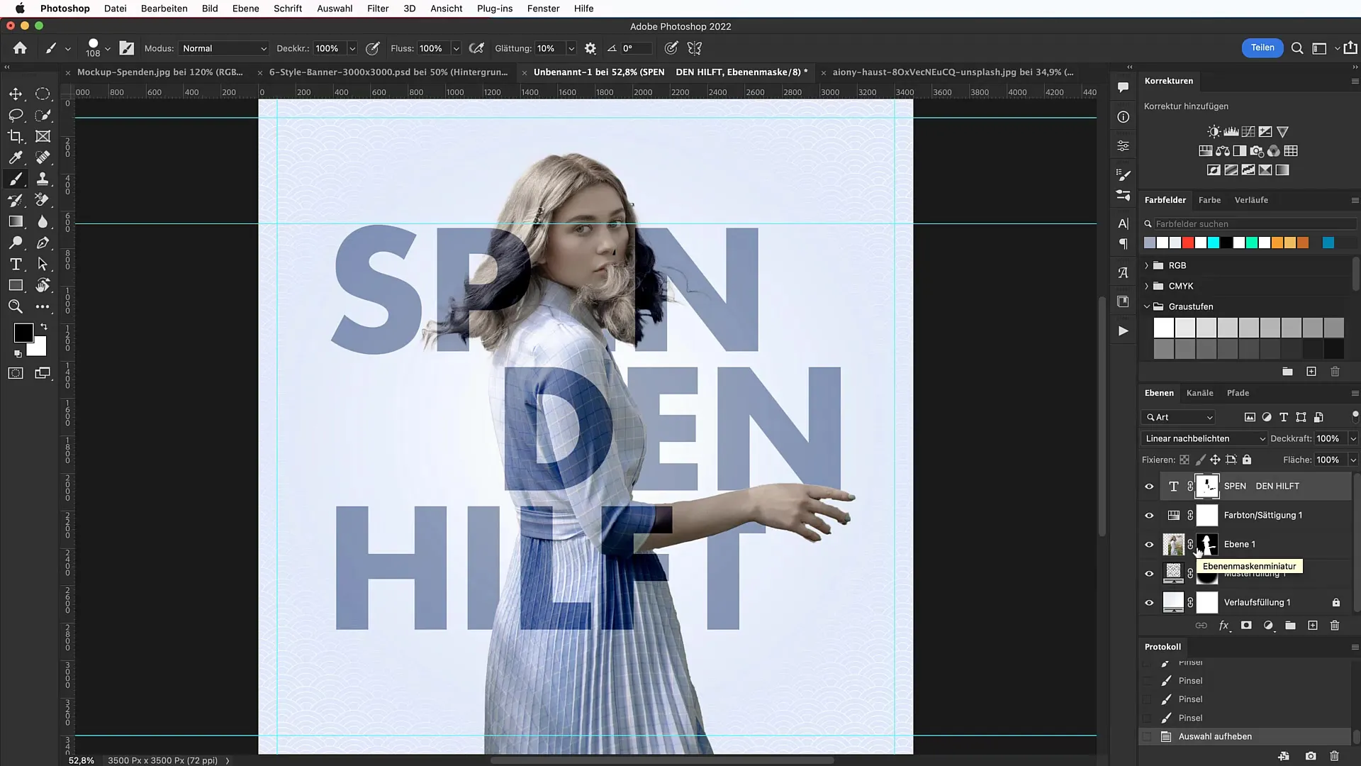 Design of a typographic banner in Photoshop