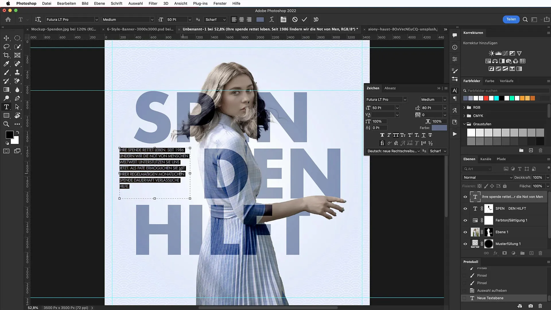 Design of a typographic banner in Photoshop