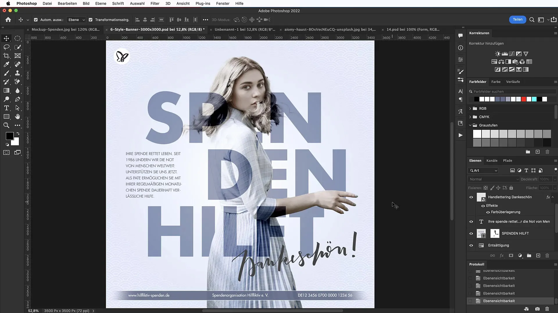 Design of a typographic banner in Photoshop