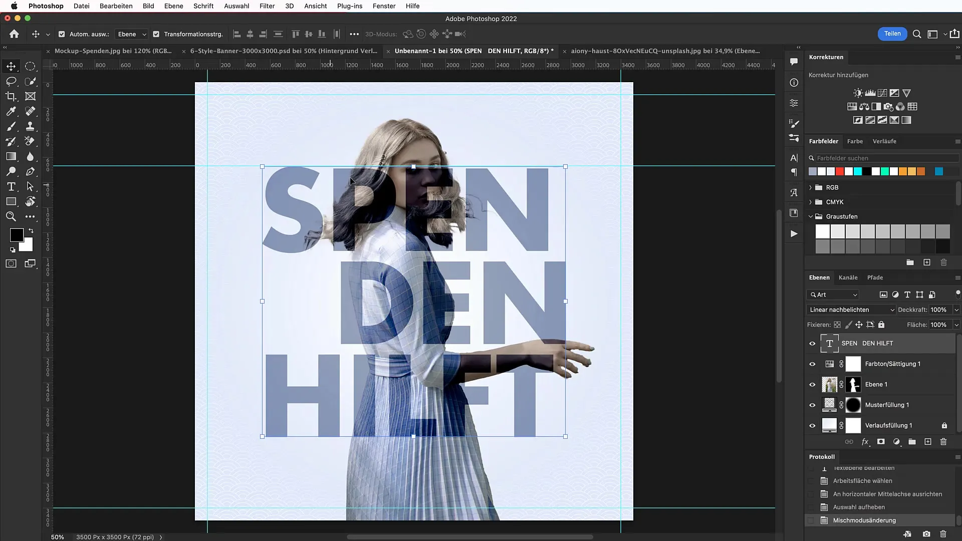 Design a typographic banner in Photoshop. 