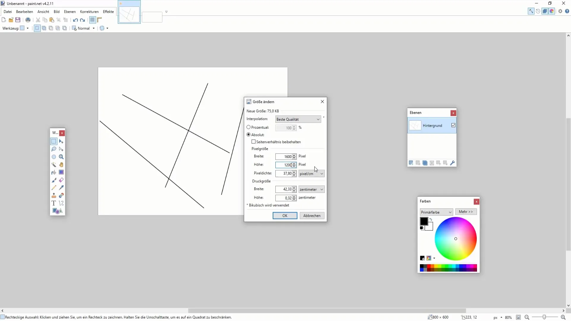 Optimizacija velikosti slike in platna v programu Paint.NET