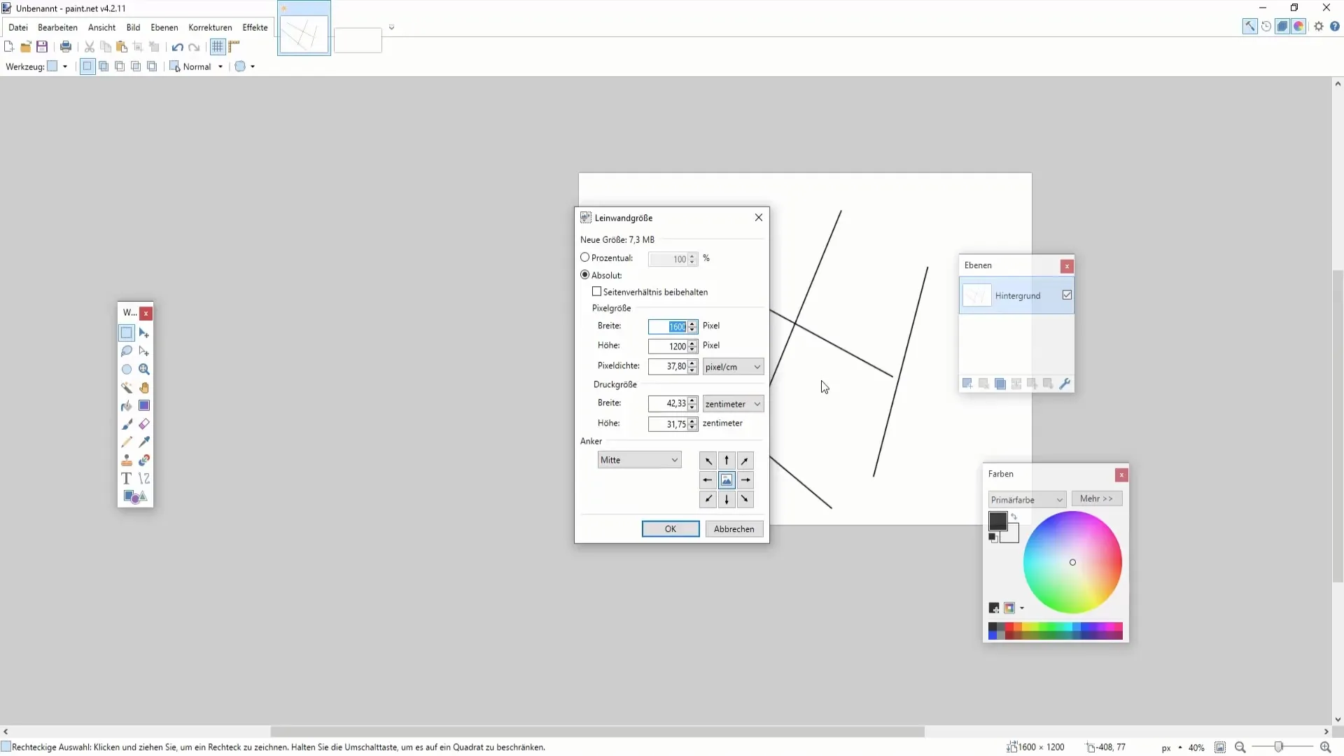 Optimizacija velikosti slike in platna v programu Paint.NET