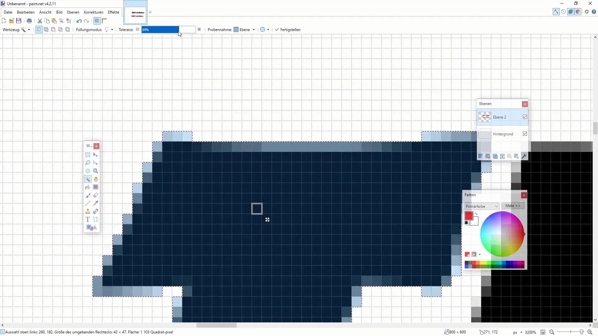 Farvevalg og effekter til tekster i Paint.NET