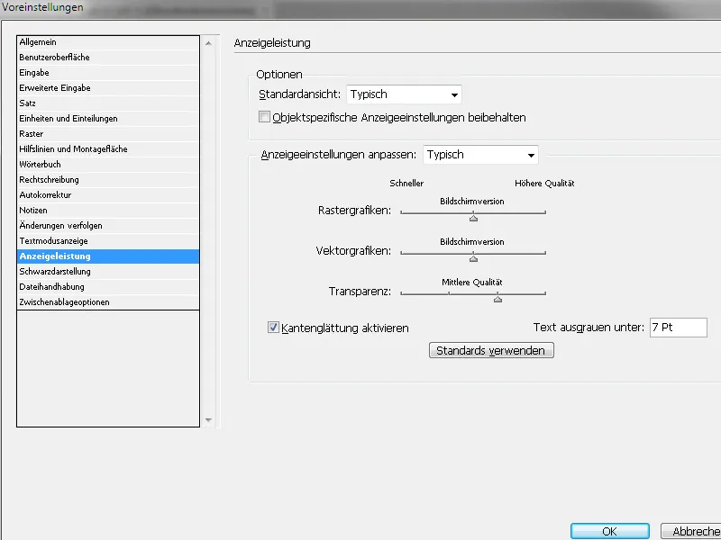 Die Anzeigequalität in InDesign