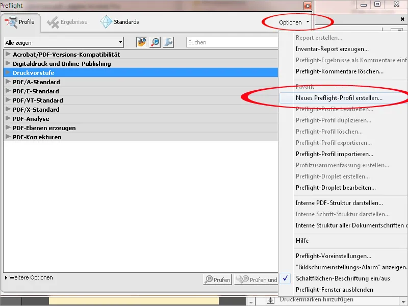 Definiera egna Preflight-profils i Acrobat.