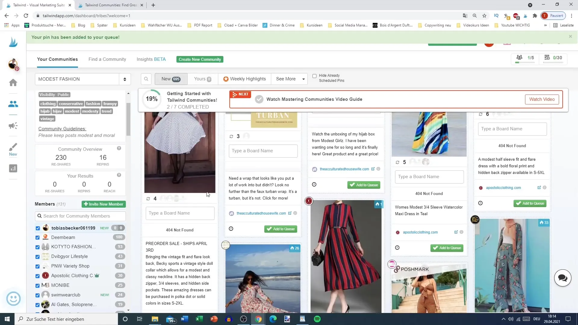 Estratégias de utilização do Tailwind-Tribes para o Pinterest