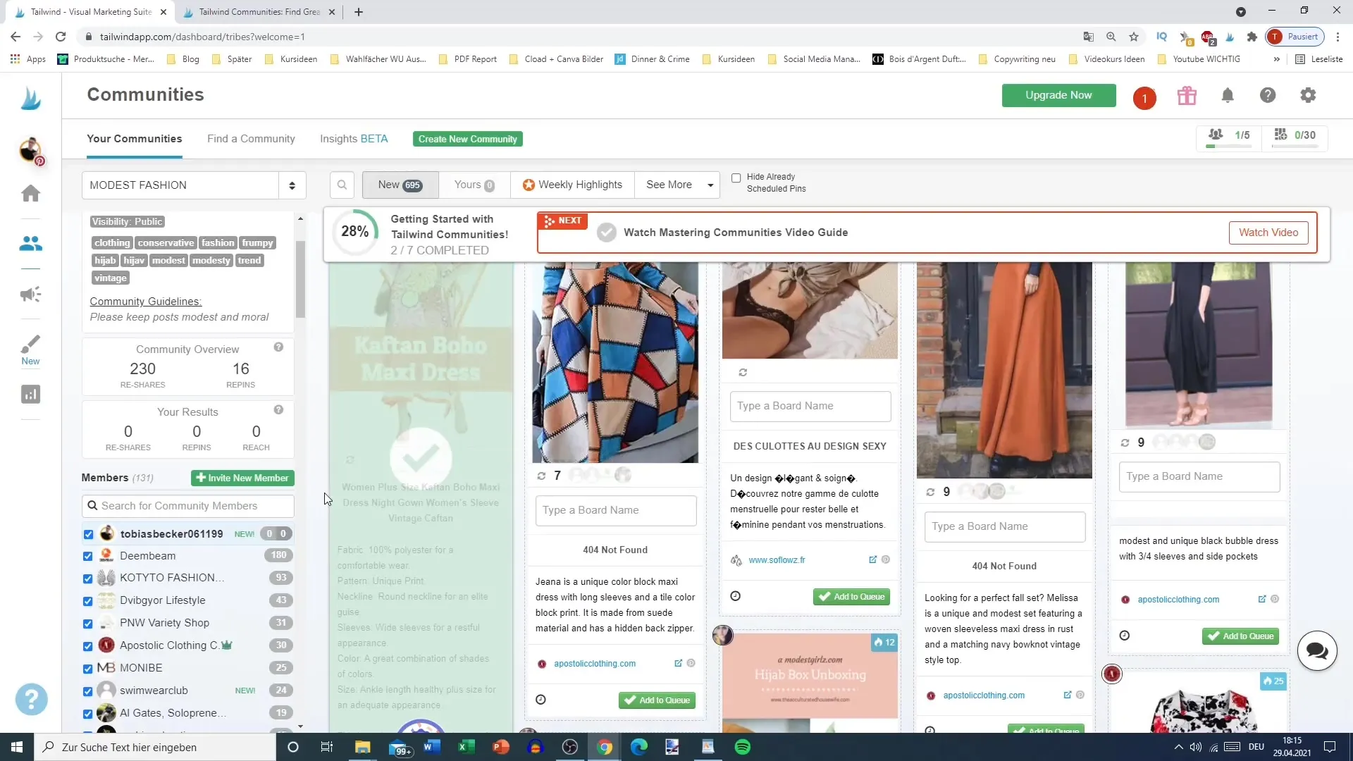 Estratégias de utilização do Tailwind-Tribes para o Pinterest