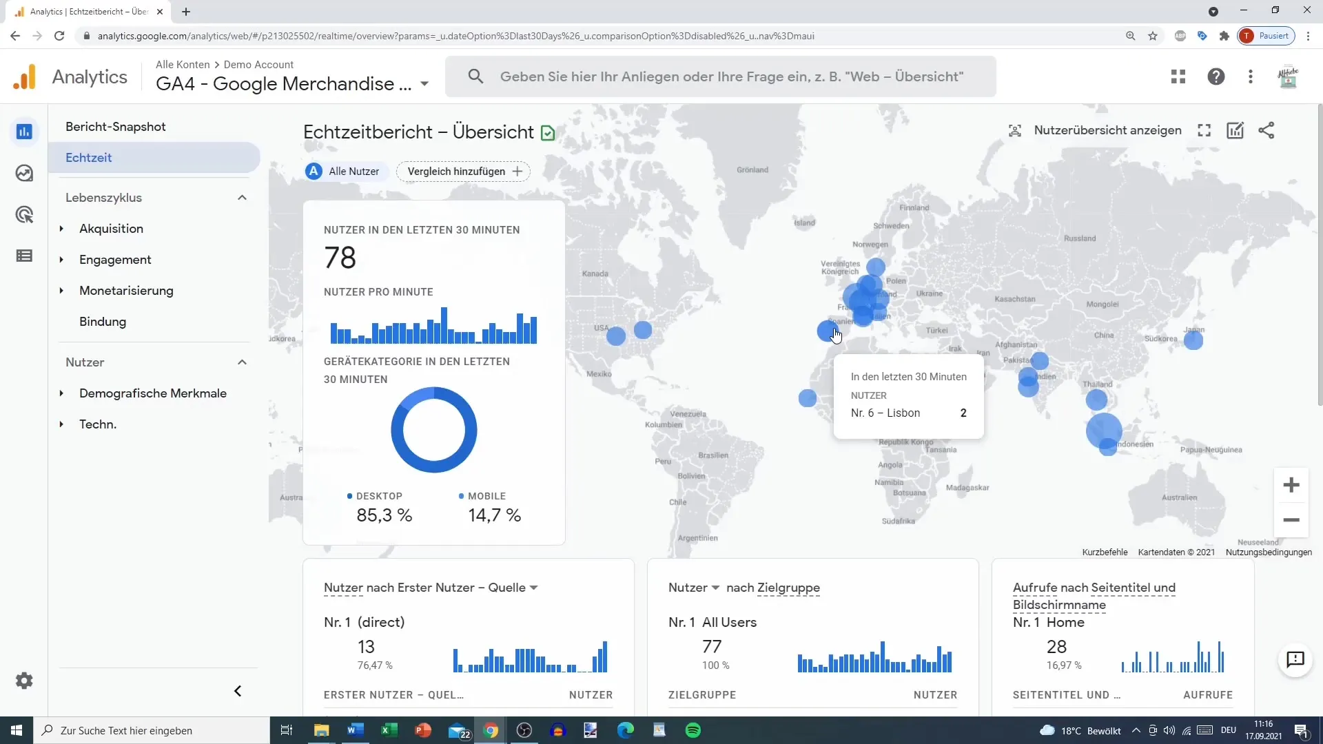 Bruk sanntidsrapport i Google Analytics effektivt