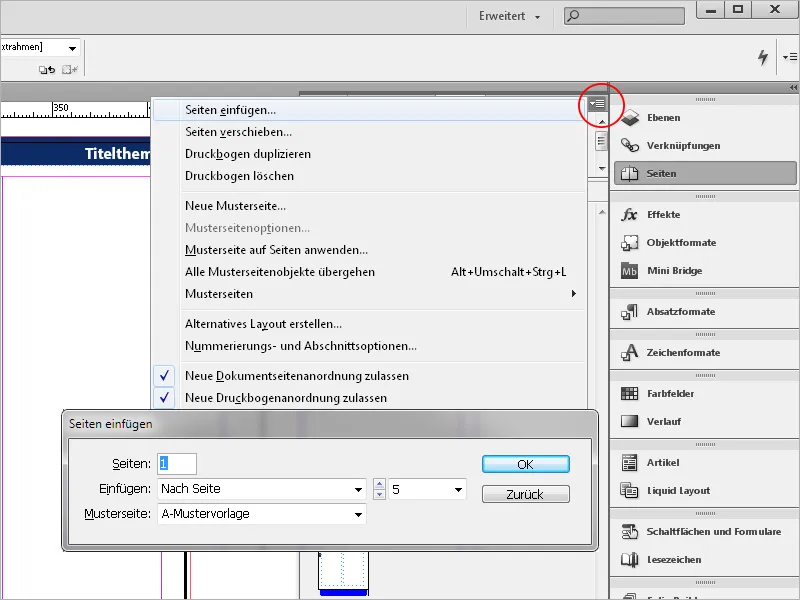 Arbeiten mit Musterseiten in InDesign