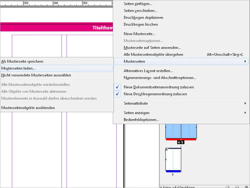 Arbeiten mit Musterseiten in InDesign