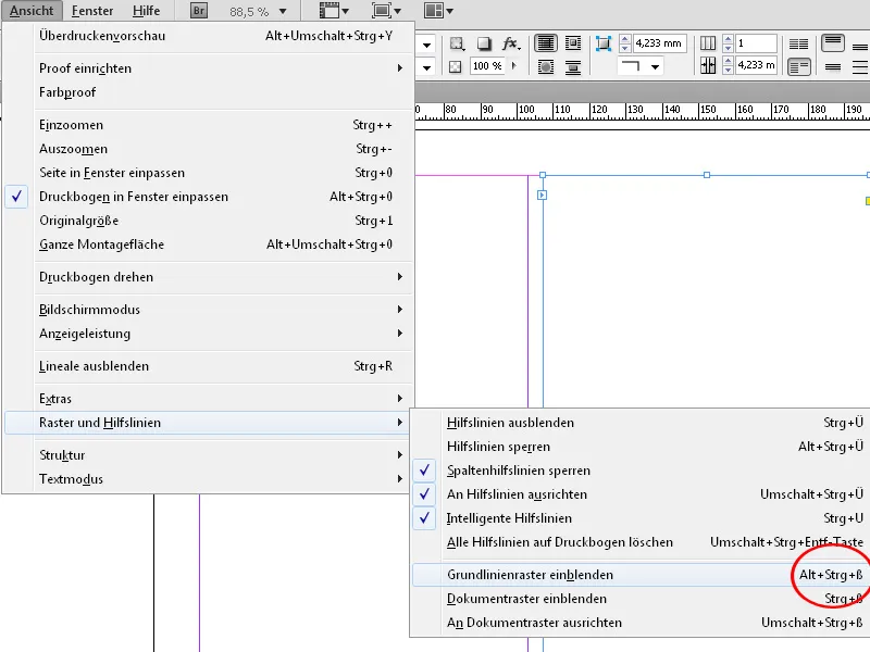 Lineale, Raster und Hilfslinien in InDesign