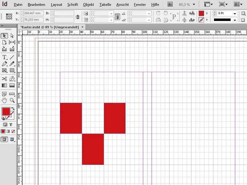 Lineály, mřížky a pomocné čáry v programu InDesign