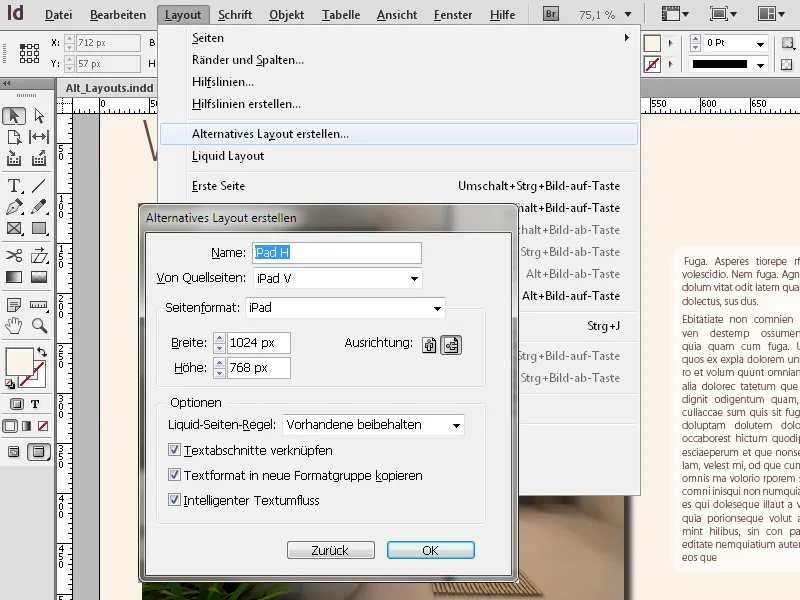 Criar layouts alternativos num documento no InDesign