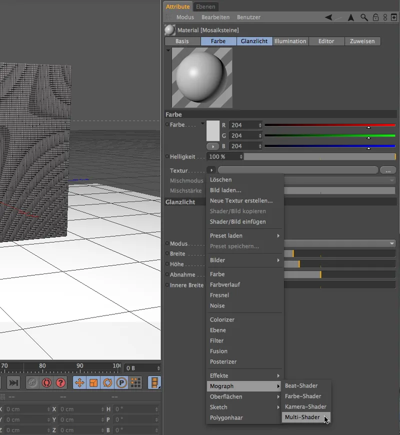 Az 13. verzióban újdonság - képmozaik a MoGraph Multi-Shader segítségével.