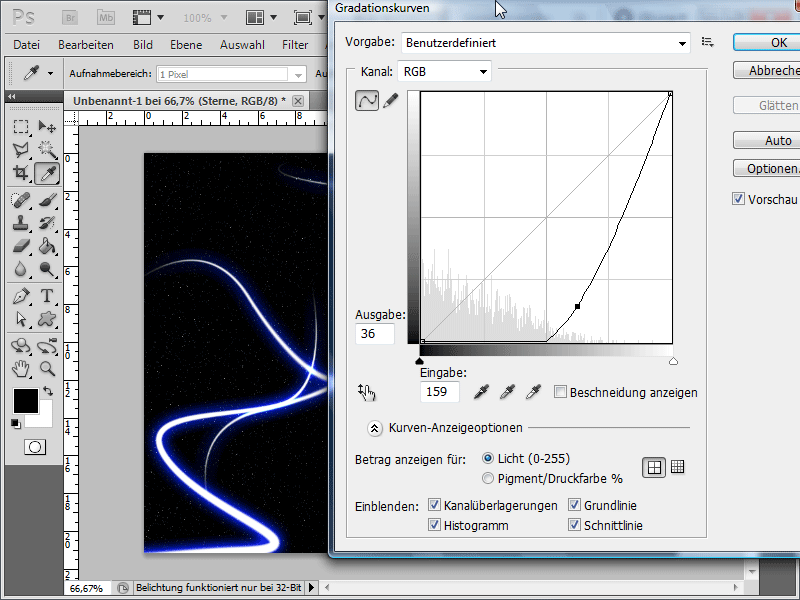 Linien zum Glühen bringen