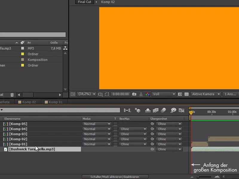 Tips dan trik untuk animasi di After Effects: audio dalam subkomposisi