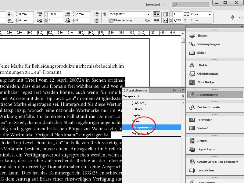 Text erfassen i InDesign