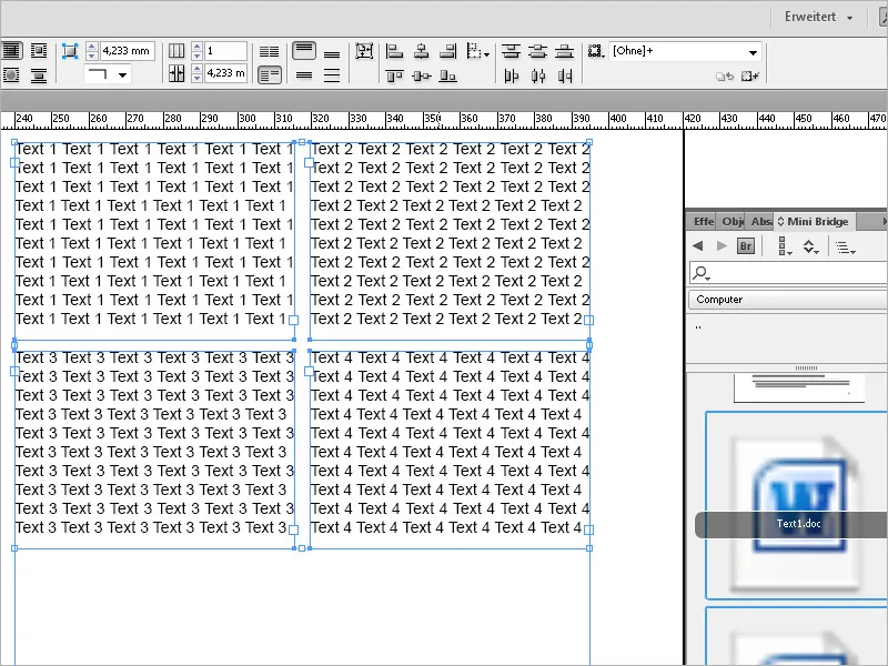 Zajemanje besedil v programu InDesign