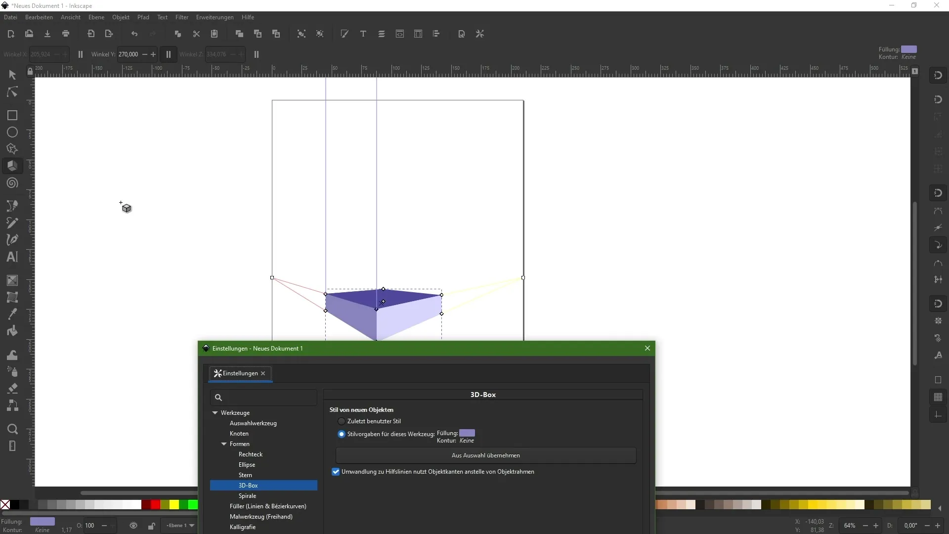 Effektiv användning av 3D-lådverktyget i Inkscape