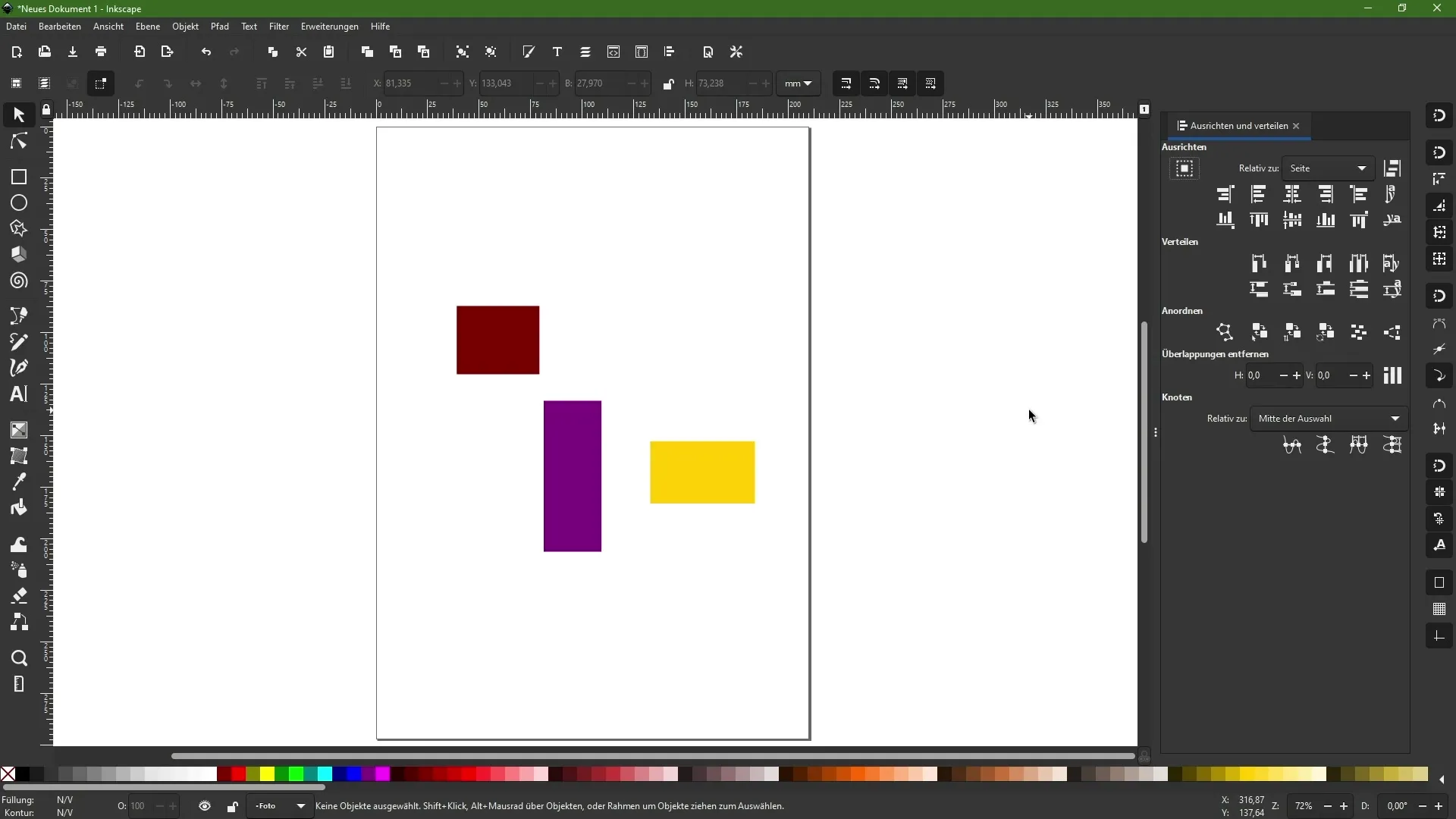 Align and distribute objects precisely in Inkscape