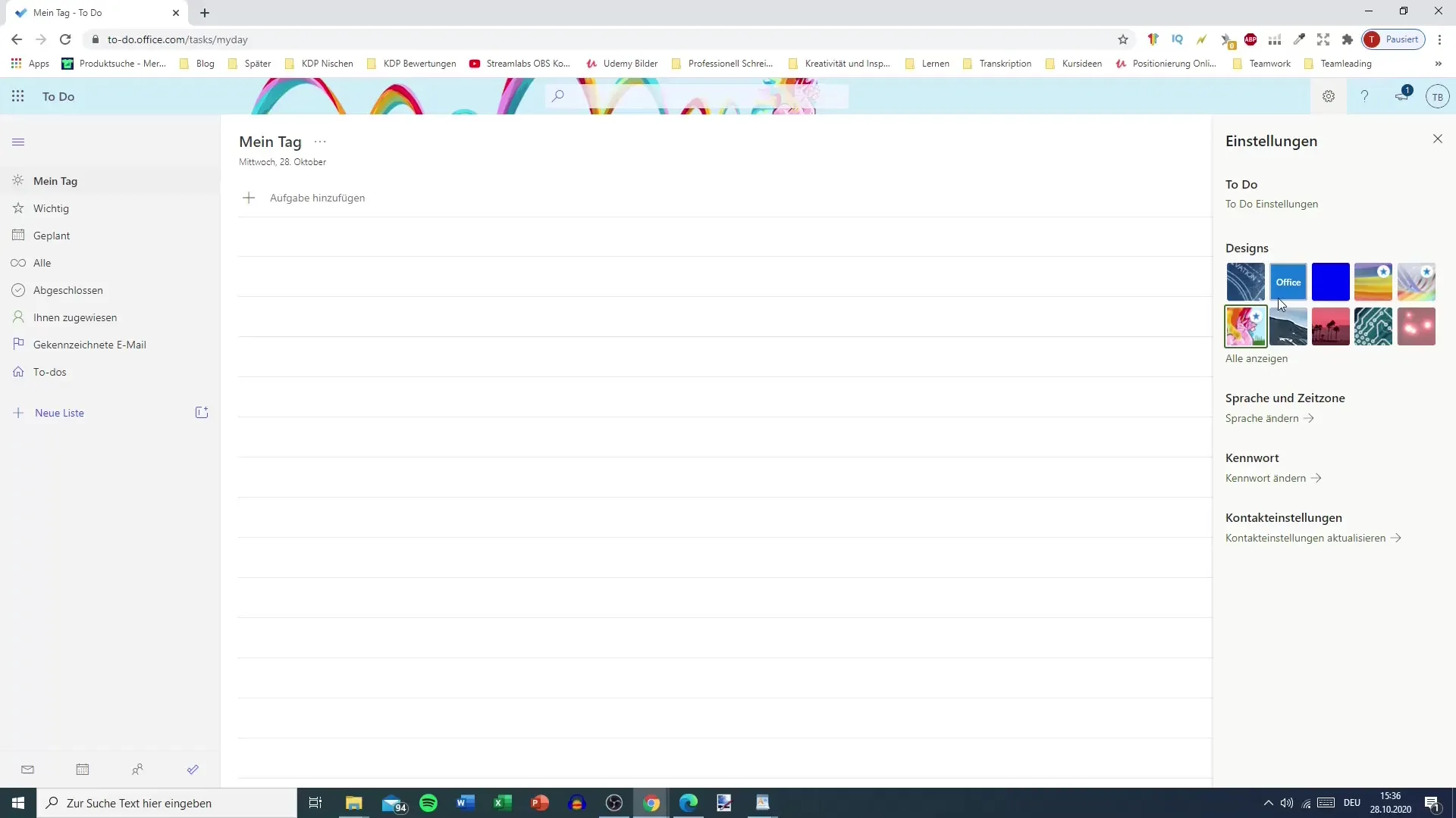Deine individuell gestalteten Microsoft To Do Einstellungen