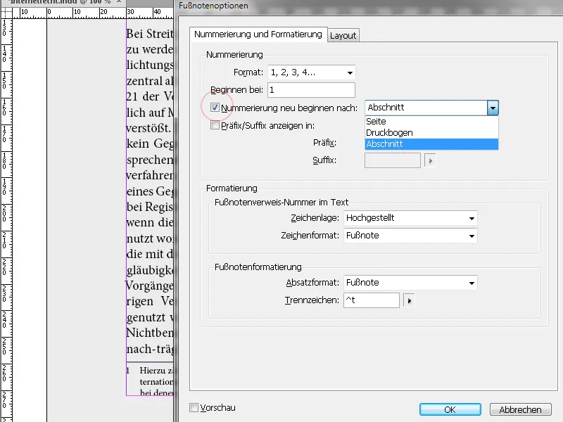 Fußnoten in InDesign