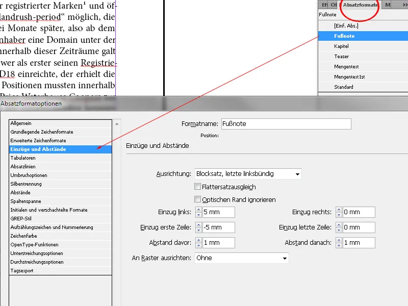 Sprotnice v programu InDesign