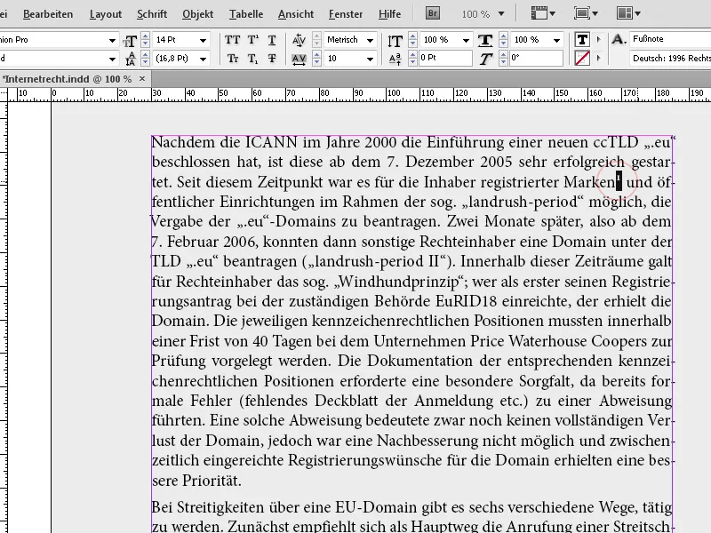 Sprotni opomniki v programu InDesign