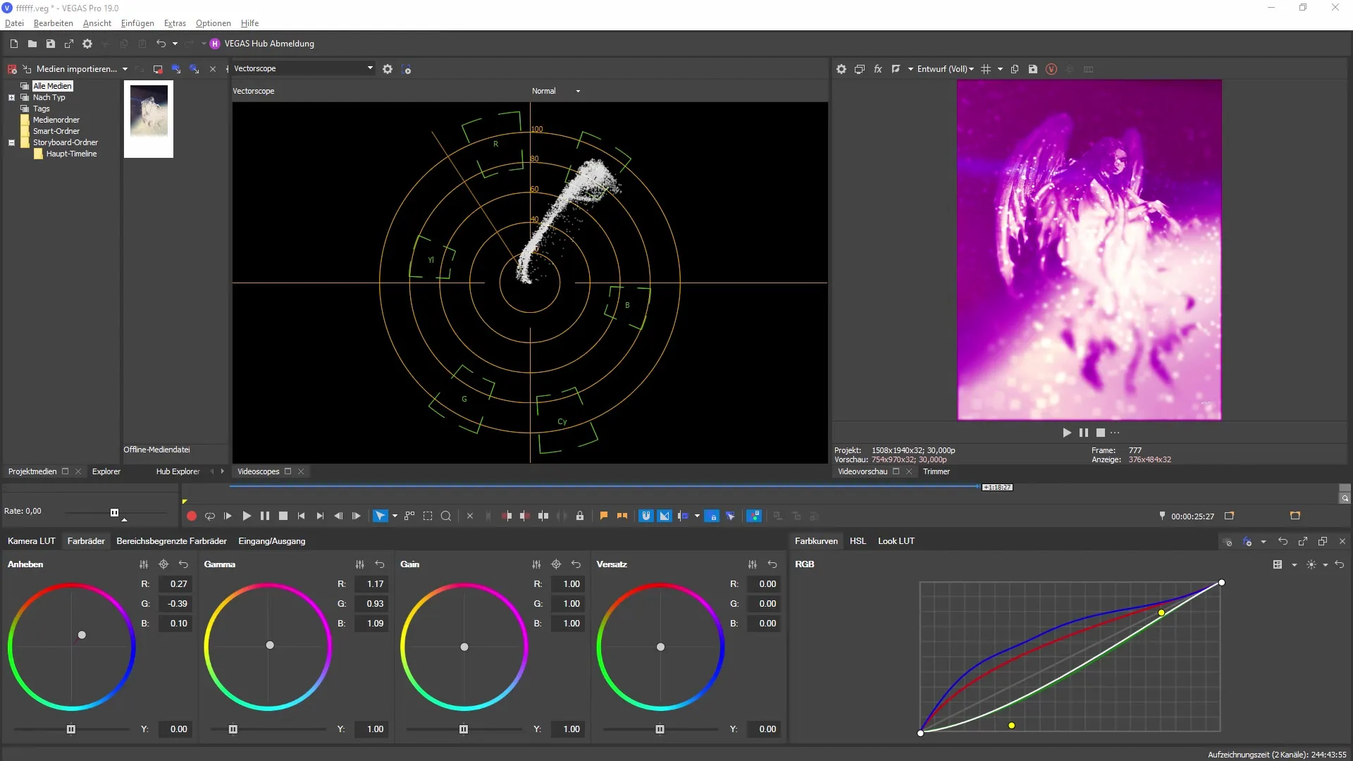 Nouveau panneau de color grading dans VEGAS Pro 19 - Vue d'ensemble complète