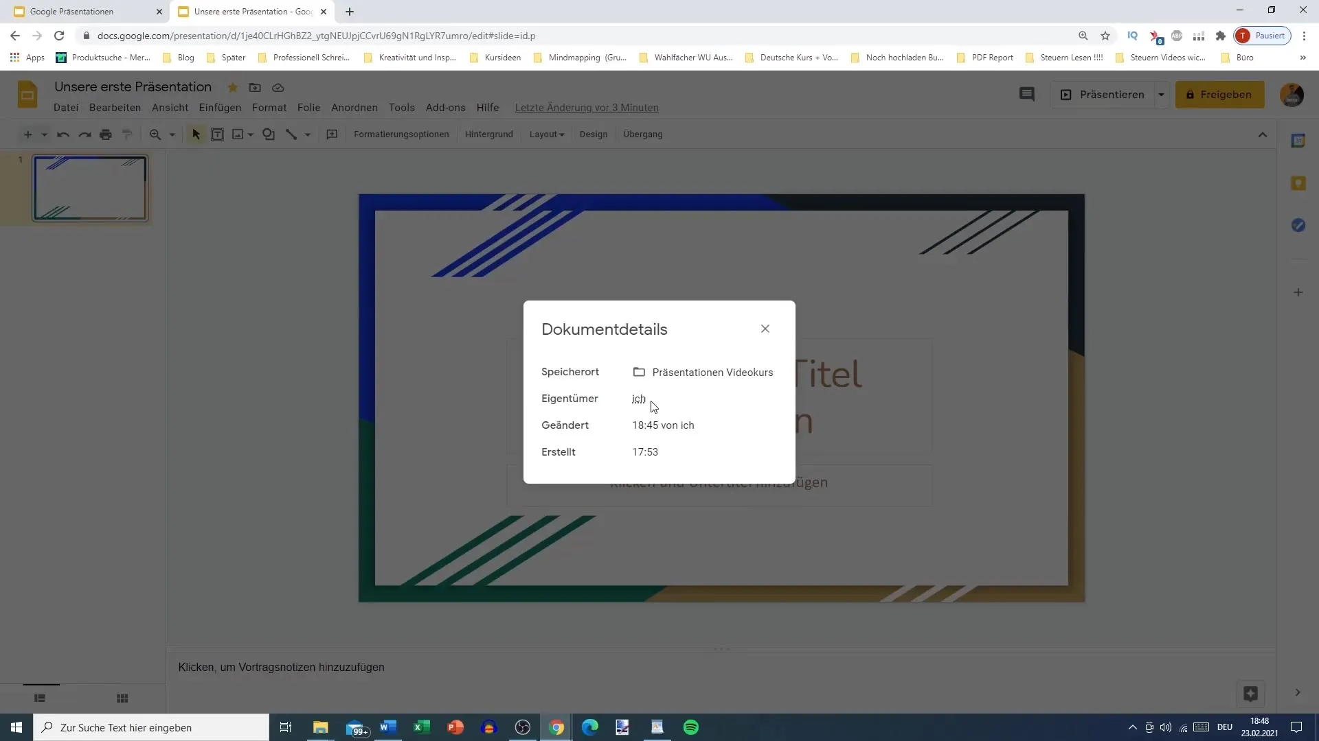 Mengatur pengaturan dasar Google Slides dengan sasaran