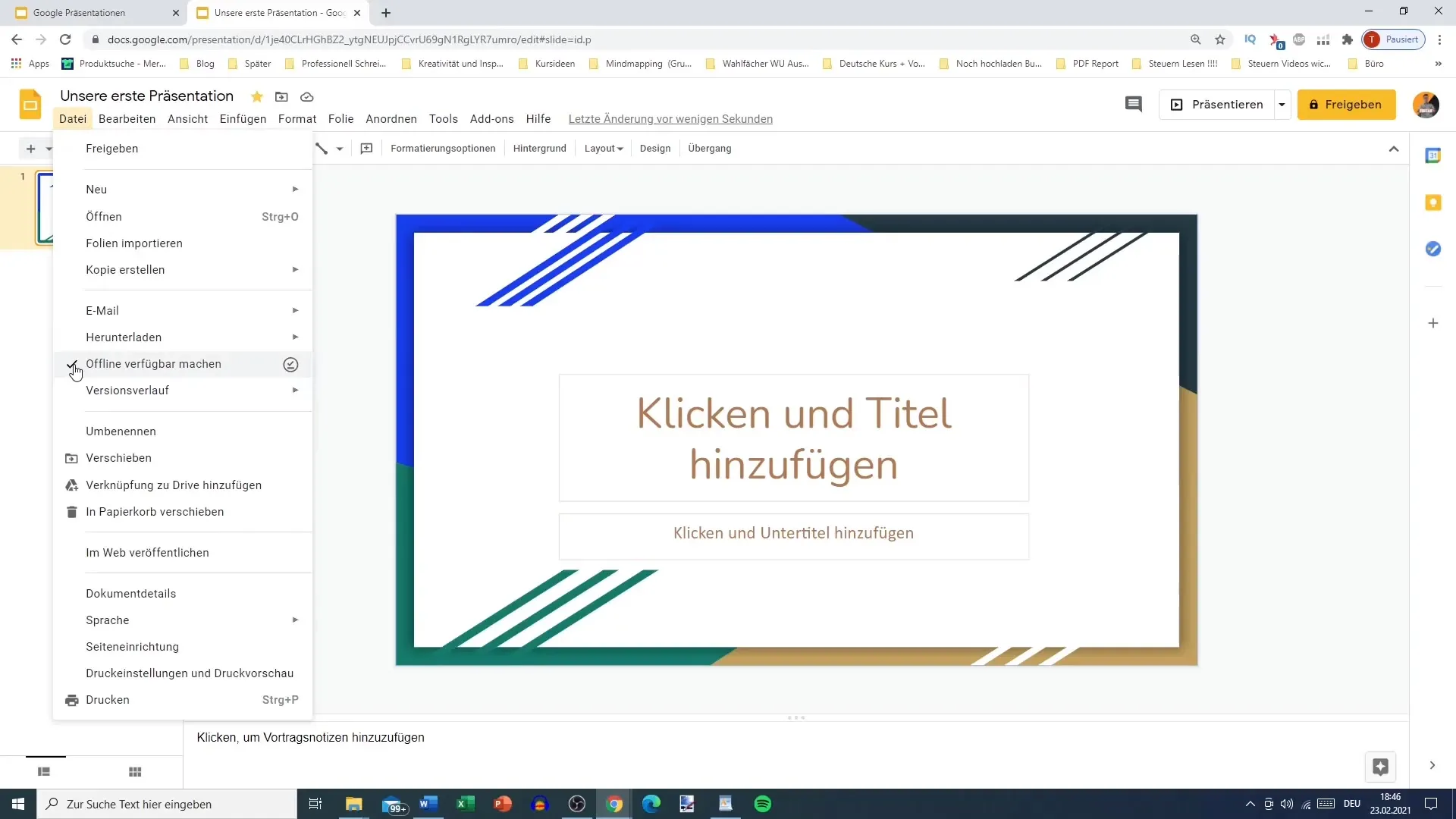 Set up basic settings in Google Slides specifically