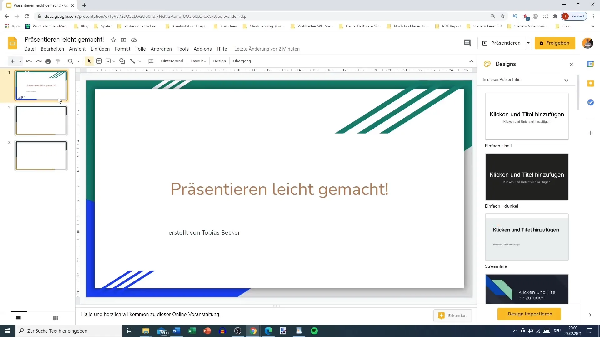 Effectively adding presentation notes in Google Slides