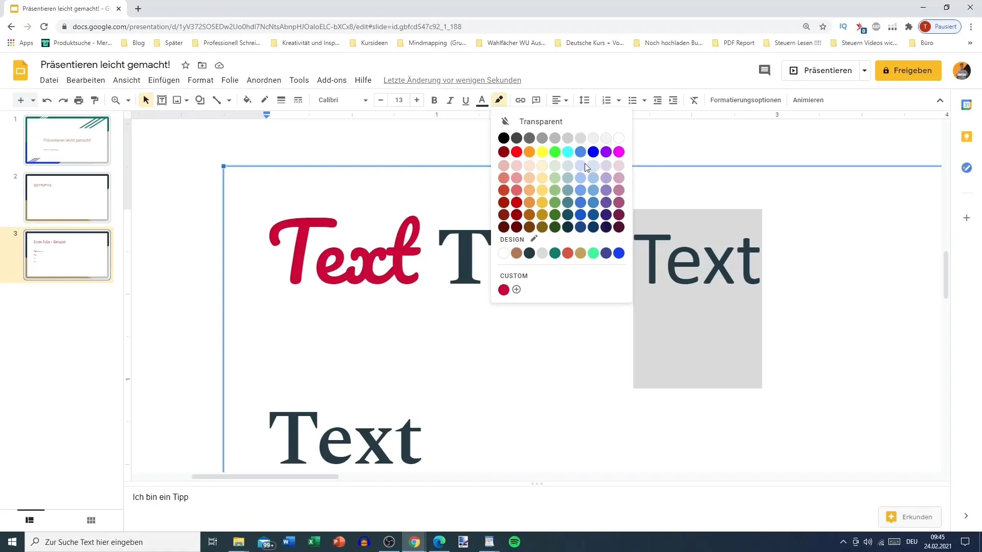 Pembuatan dan penataan teks di Google Slides