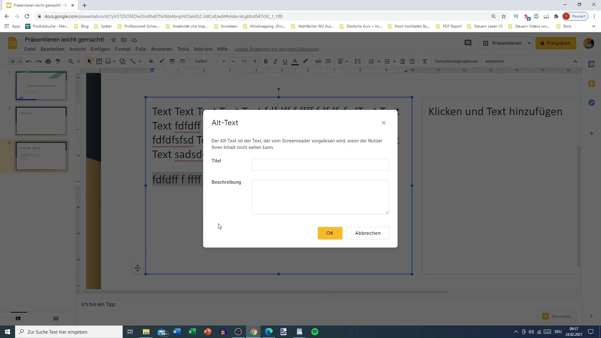 Use text options efficiently in Google Slides