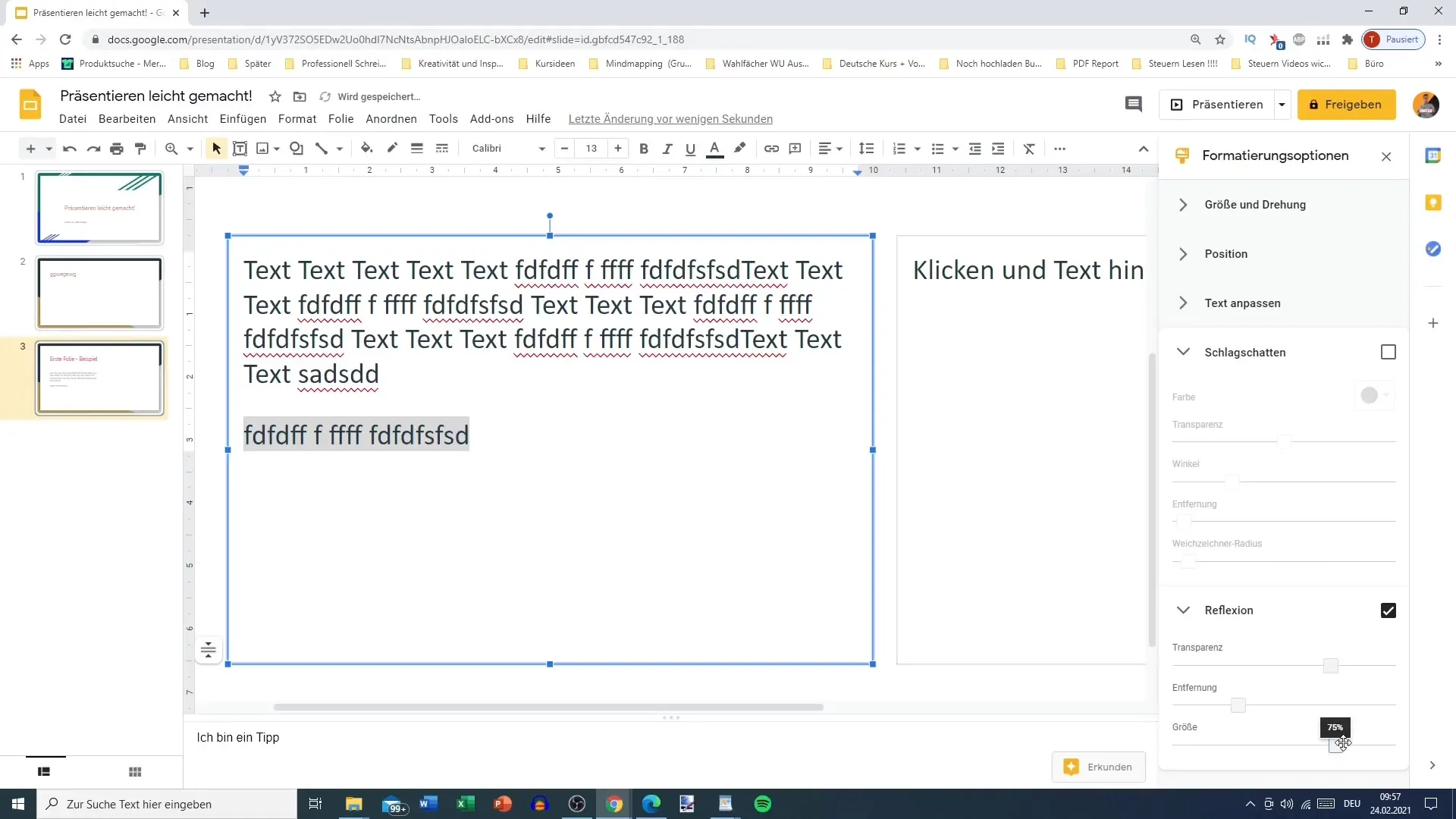 Efficiently use text options in Google Slides