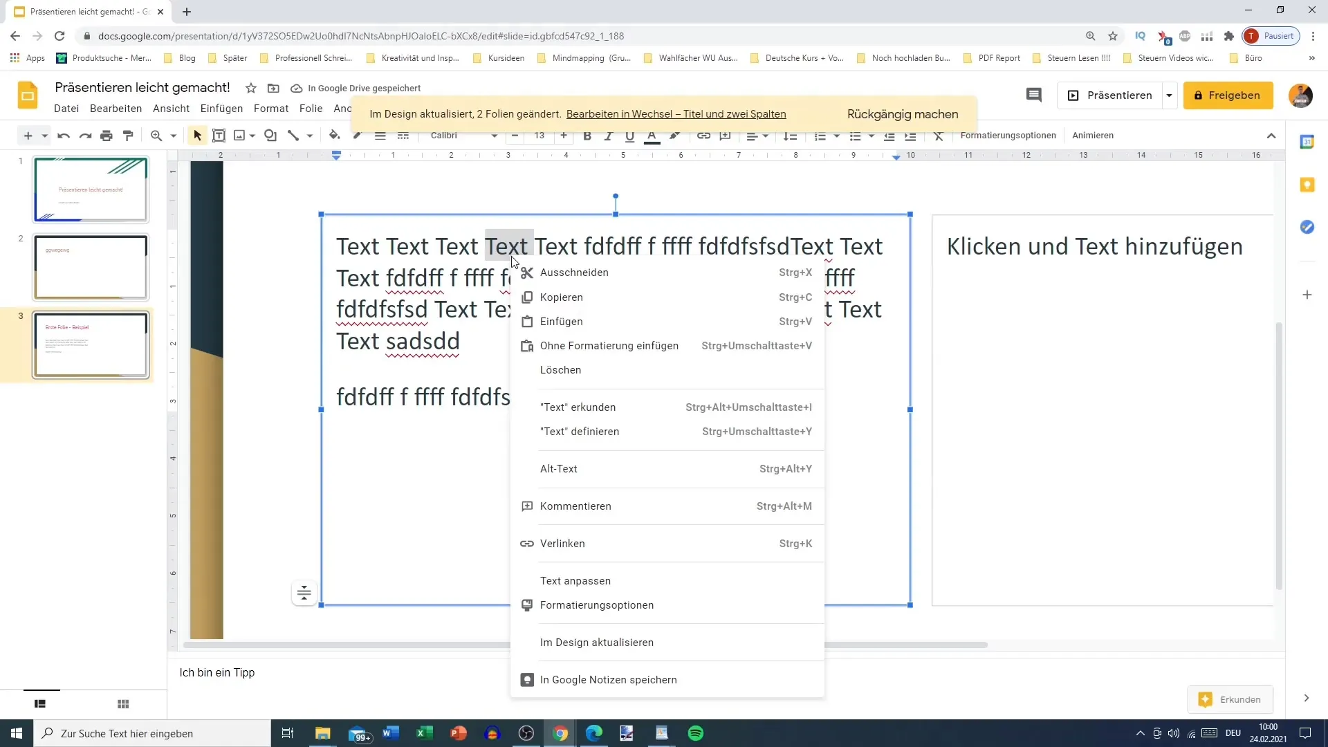 Efficiently use text options in Google Slides