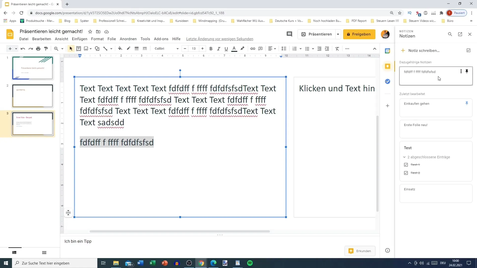 Efficiently use text options in Google Slides