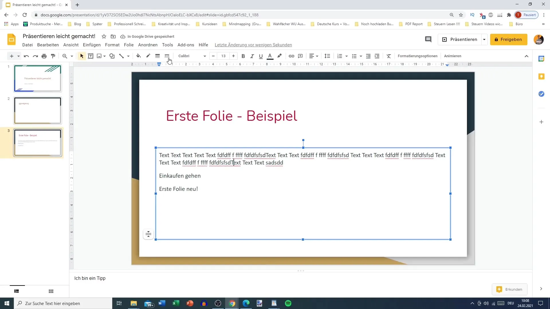 Adjusting effective indentations in Google Slides