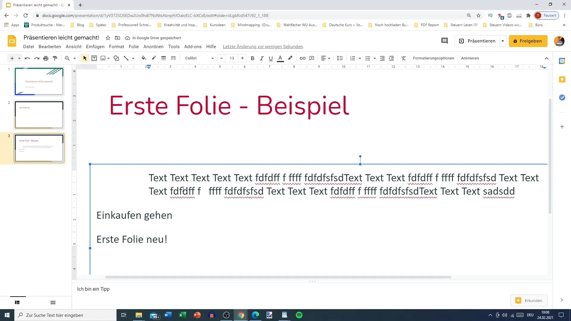 Menyesuaikan indentasi yang efektif di Google Slides