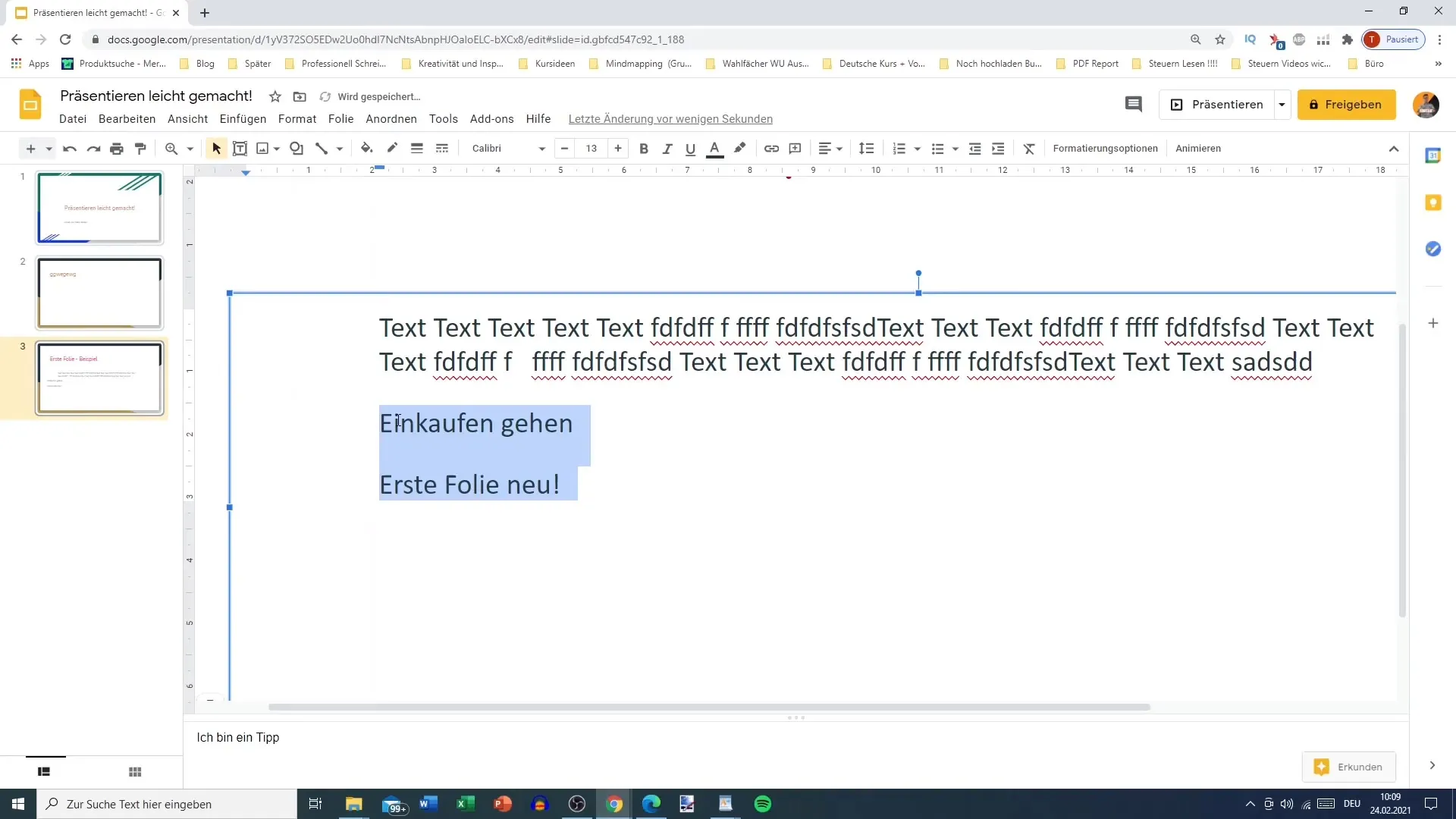 Adjusting indents effectively in Google Slides