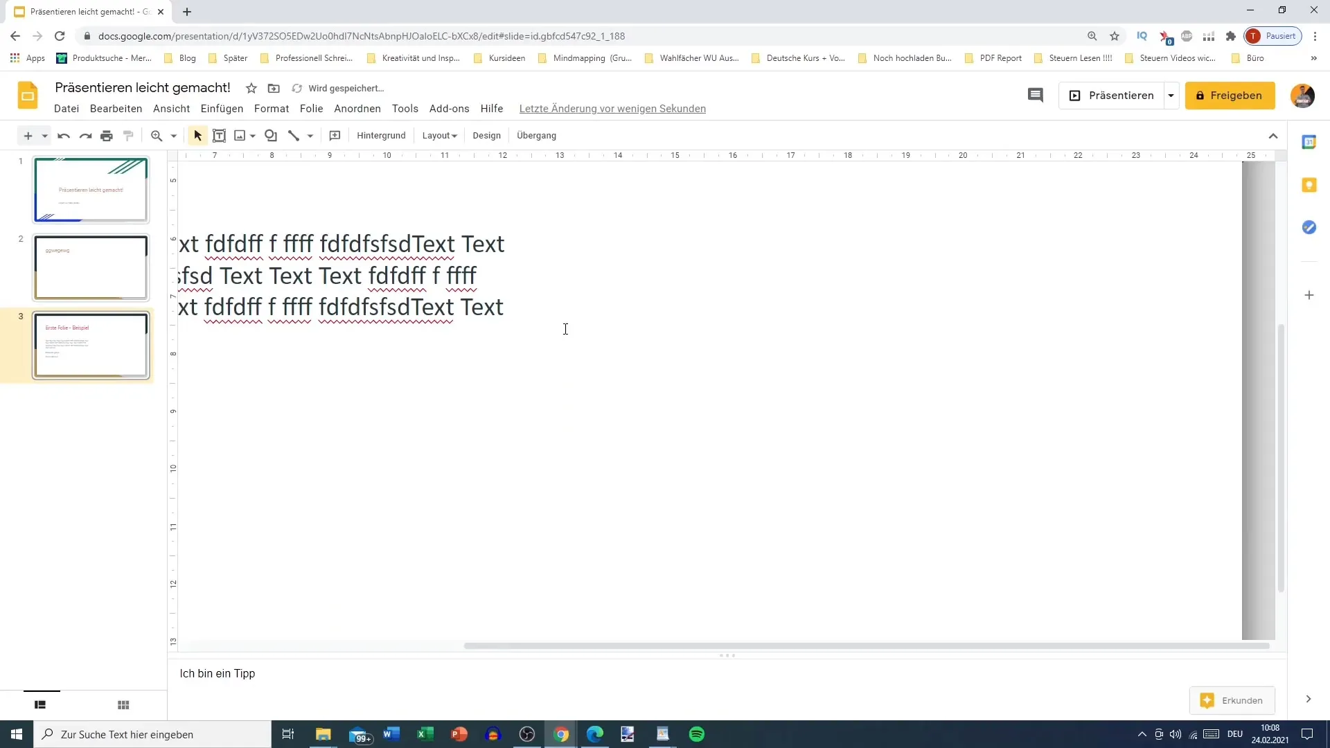 Adjusting effective indentations in Google Slides