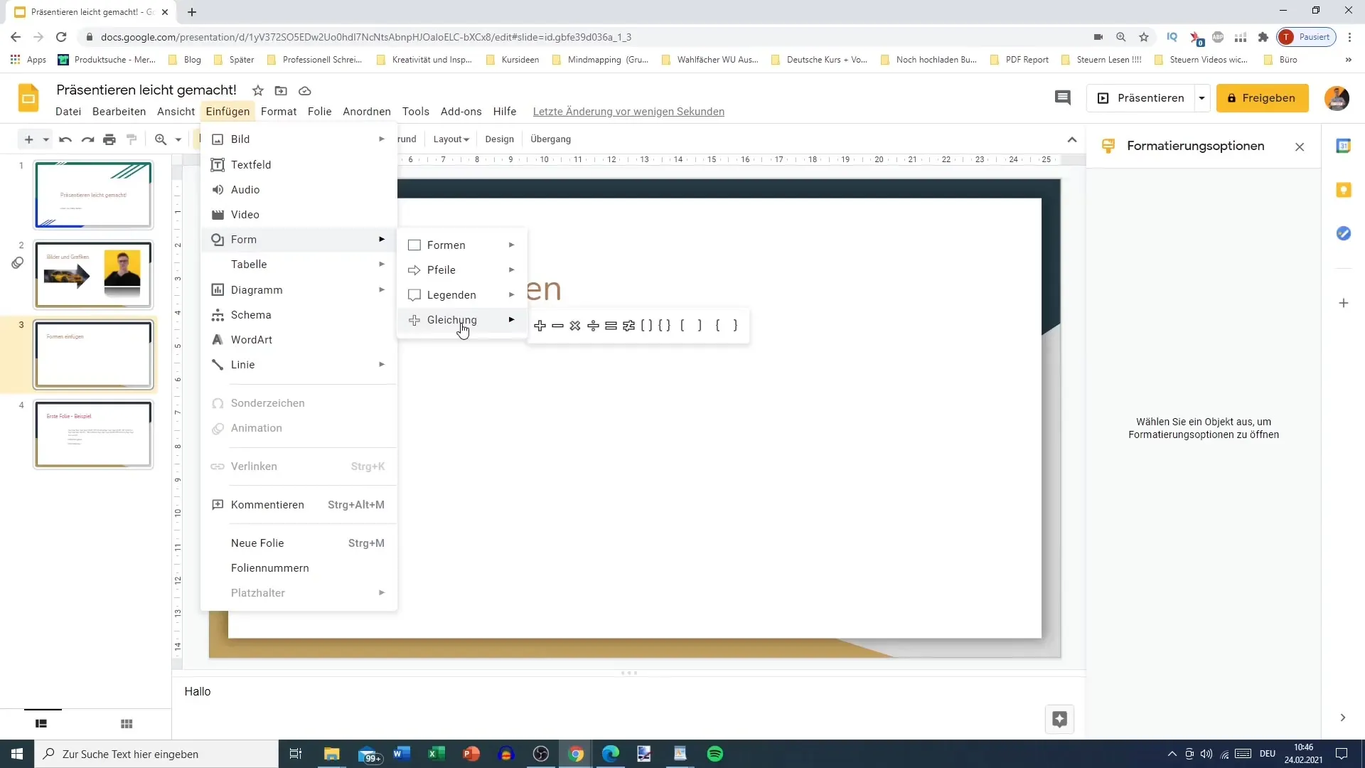 Insert and adjust shapes in Google Slides