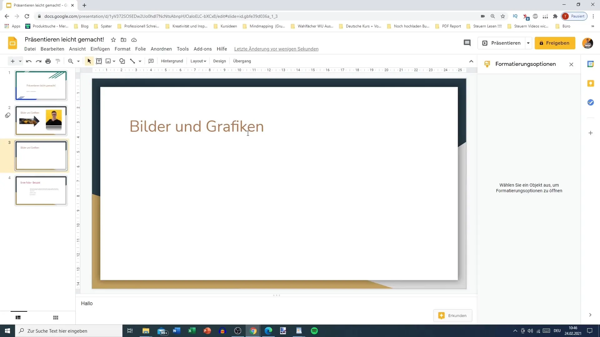 Insert and adjust shapes in Google Slides optimally